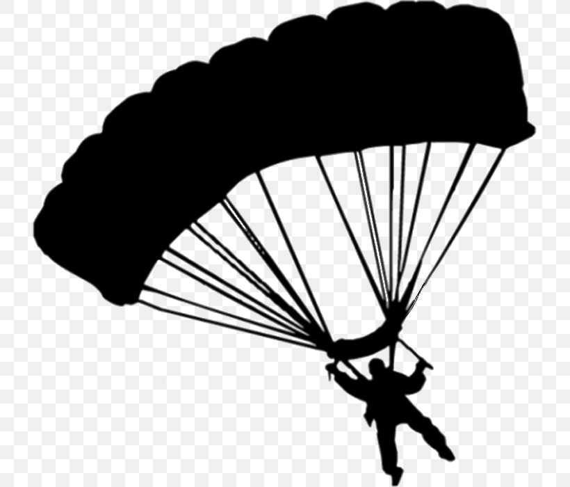 Parachute Parachuting Clip Art, PNG, 725x700px, Parachute, Black And White, Monochrome Photography, Parachuting, Paragliding Download Free