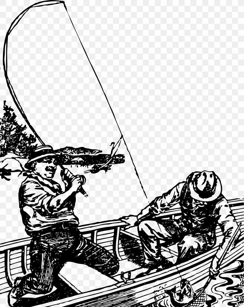 Recreational Boat Fishing Fishing Rods Fishing Vessel Clip Art, PNG, 1901x2390px, Fishing, Art, Black And White, Boat, Centerpin Fishing Download Free