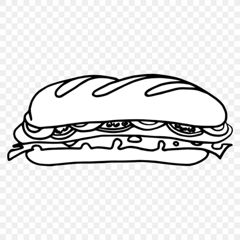 Submarine Sandwich Subway Jam Sandwich Cheesesteak, PNG, 1024x1024px, Submarine Sandwich, Area, Baguette, Black, Black And White Download Free