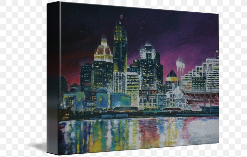 Skyline Painting Cityscape Skyscraper, PNG, 650x524px, Skyline, City, Cityscape, Metropolis, Painting Download Free
