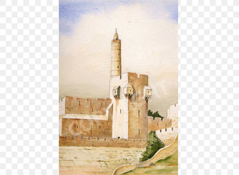 Tower Of David Watercolor Painting Steeple Historic Site, PNG, 600x600px, Tower Of David, Artist, Facade, Historic Site, Jerusalem Download Free