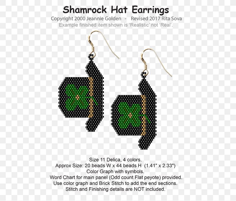 Earring Beadwork Seed Bead Saint Patrick's Day, PNG, 550x701px, Earring, Bead, Bead Embroidery, Beadwork, Body Jewelry Download Free