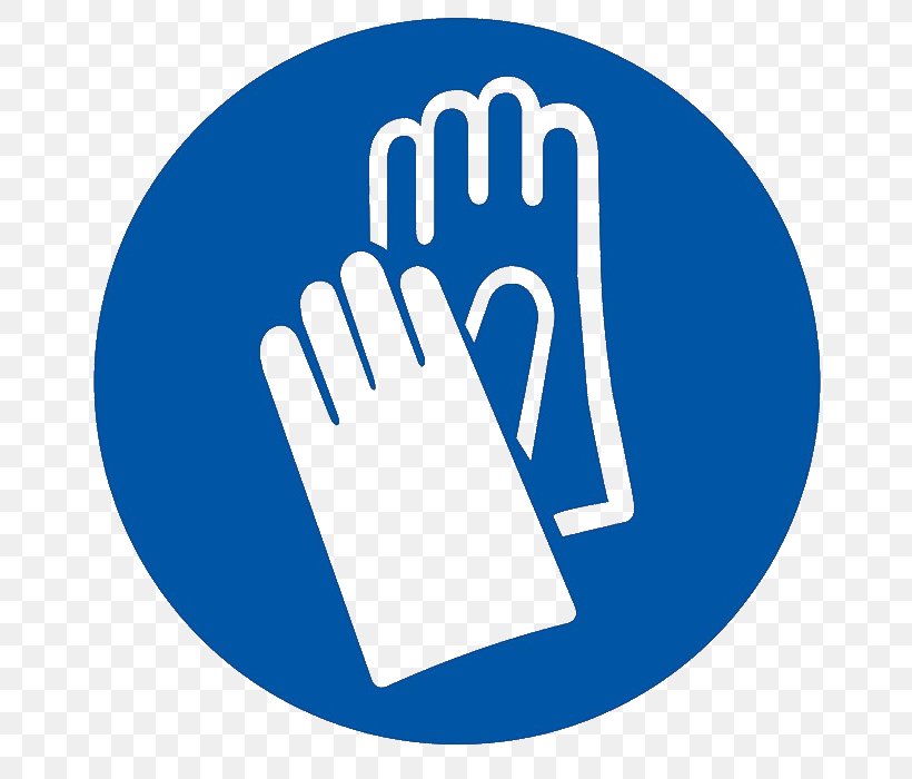 Sign Glove Personal Protective Equipment Clothing Safety, PNG, 700x700px, Sign, Area, Blue, Brand, Clothing Download Free