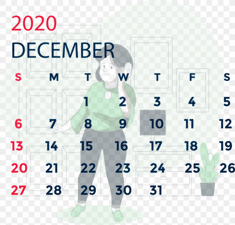 December 2020 Printable Calendar December 2020 Calendar, PNG, 2999x2878px, December 2020 Printable Calendar, Area, Calendar System, December 2020 Calendar, International Spa Association Download Free