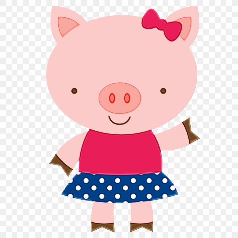 Polka Dot, PNG, 900x900px, Watercolor, Cartoon, Domestic Pig, Paint, Pink Download Free