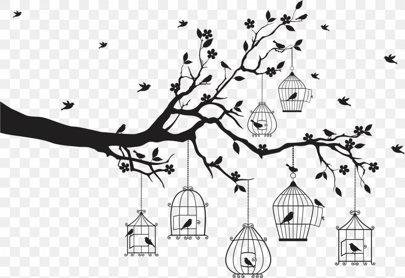 Wall Decal Sticker Window, PNG, 2364x1624px, Wall Decal, Area, Bird, Black, Black And White Download Free