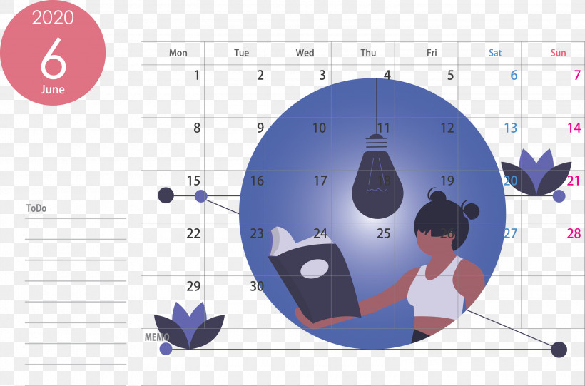 June 2020 Calendar 2020 Calendar, PNG, 3000x1982px, 2020 Calendar, June 2020 Calendar, Circle, Diagram Download Free