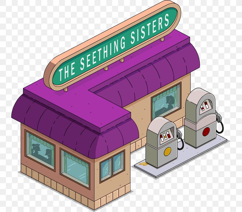 The Simpsons: Tapped Out Seething Sisters! Waverly Hills, 9-0-2-1-D'oh Wikia, PNG, 743x718px, Simpsons Tapped Out, Building, Filling Station, Home, Restaurant Download Free