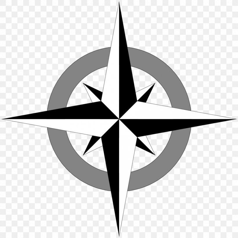 Compass Rose Clip Art, PNG, 900x900px, Compass Rose, Black And White, Compass, Drawing, Flower Download Free