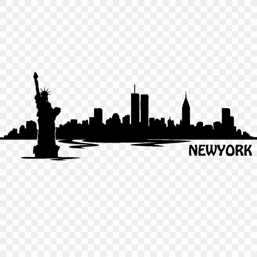 New York City Skyline Silhouette World Trade Center, PNG, 1200x1200px, New York City, Art, Black And White, City, Decal Download Free