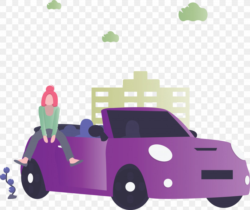 Green Vehicle Violet Pink Cartoon, PNG, 3000x2530px, Green, Car, Cartoon, Compact Car, Electric Vehicle Download Free