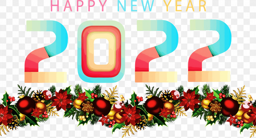 2022 Happy New Year 2022 New Year 2022, PNG, 3000x1628px, Christmas Graphics, Bauble, Christmas Day, Garland, Poinsettia Download Free