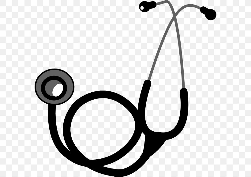 Stethoscope Nursing Medicine Clip Art, PNG, 594x581px, Stethoscope, Black And White, Cardiology, Free Content, Heart Download Free
