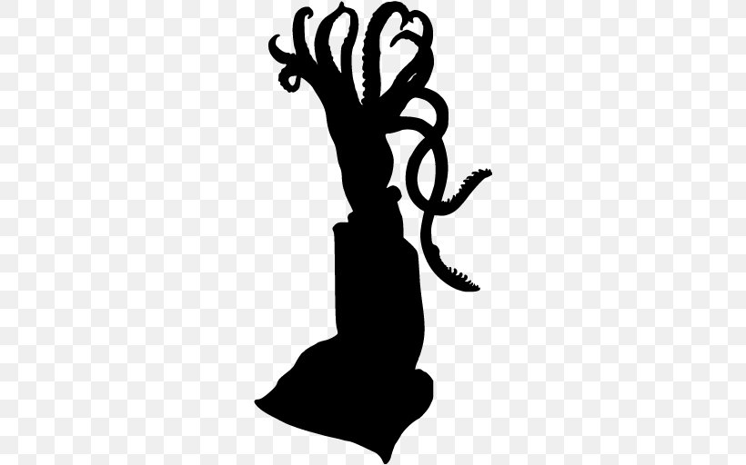 Silhouette Squid Drawing Clip Art, PNG, 512x512px, Silhouette, Arm, Art, Artwork, Black Download Free