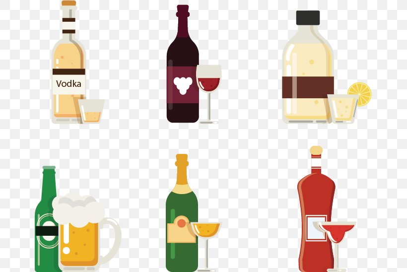 Wine Beer Vodka Alcoholic Beverage, PNG, 679x548px, Wine, Alcohol, Alcoholic Beverage, Beer, Bottle Download Free