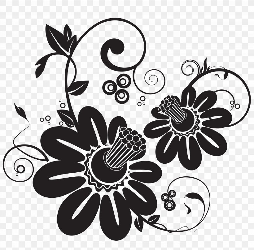Floral Ornament CD-ROM And Book Floral Design Clip Art Vector Graphics, PNG, 5558x5482px, Floral Ornament Cdrom And Book, Black, Black And White, Cut Flowers, Decorative Flowers Download Free