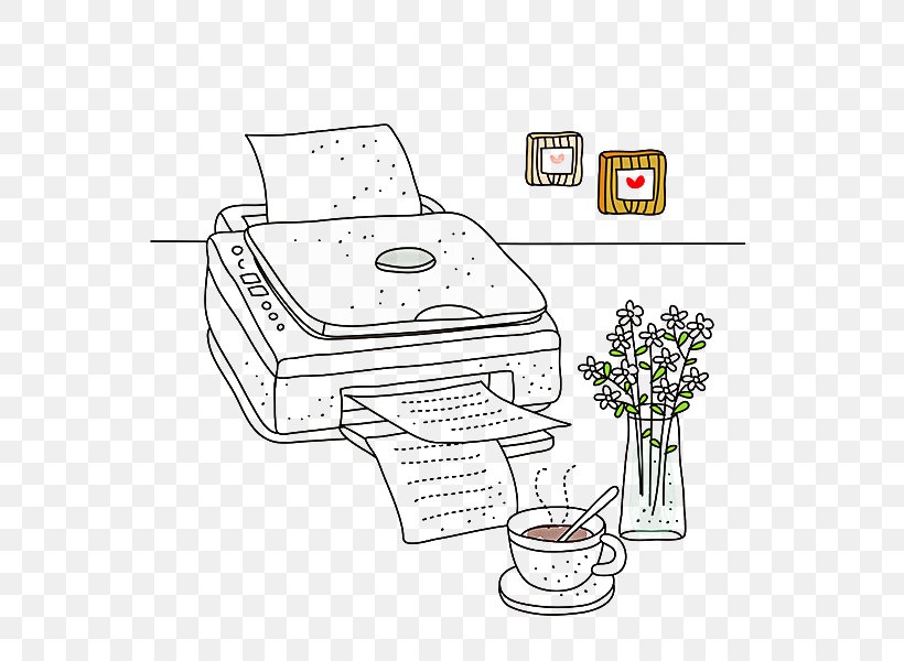 Printer Paper Inkjet Printing Taobao, PNG, 600x600px, Printer, Area, Black And White, Canon, Cartoon Download Free
