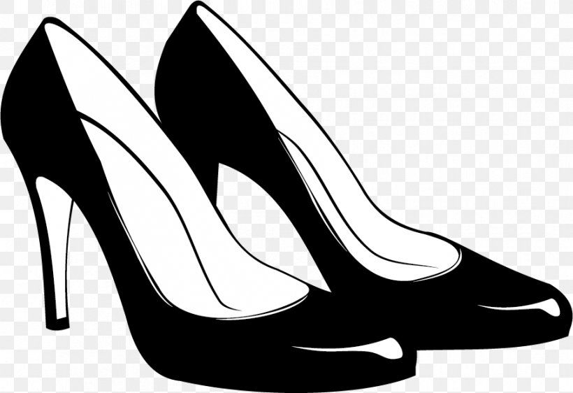 Shoe High-heeled Footwear Stiletto Heel Clip Art, PNG, 906x621px, Shoe, Basic Pump, Black, Black And White, Boot Download Free