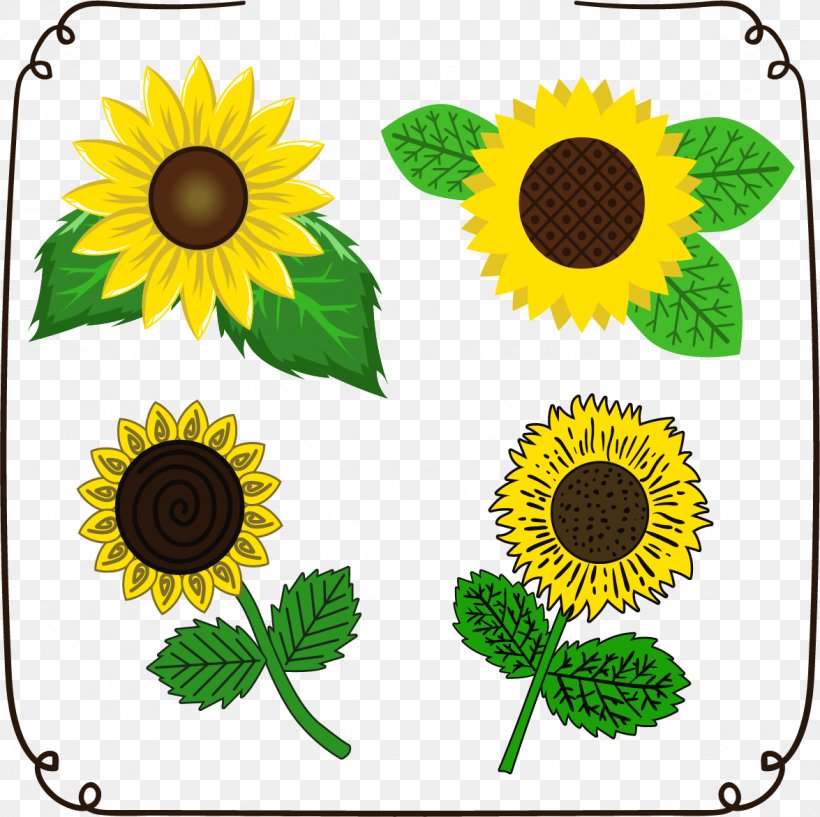 Common Sunflower Euclidean Vector Drawing Download, PNG, 1175x1172px, Common Sunflower, Bumblebee, Daisy Family, Drawing, Flora Download Free