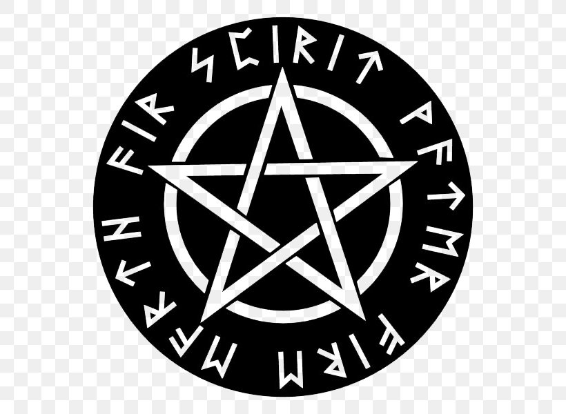 Wicca Pentacle Pentagram Witchcraft Runes, PNG, 600x600px, Wicca, Air, Area, Black And White, Brand Download Free