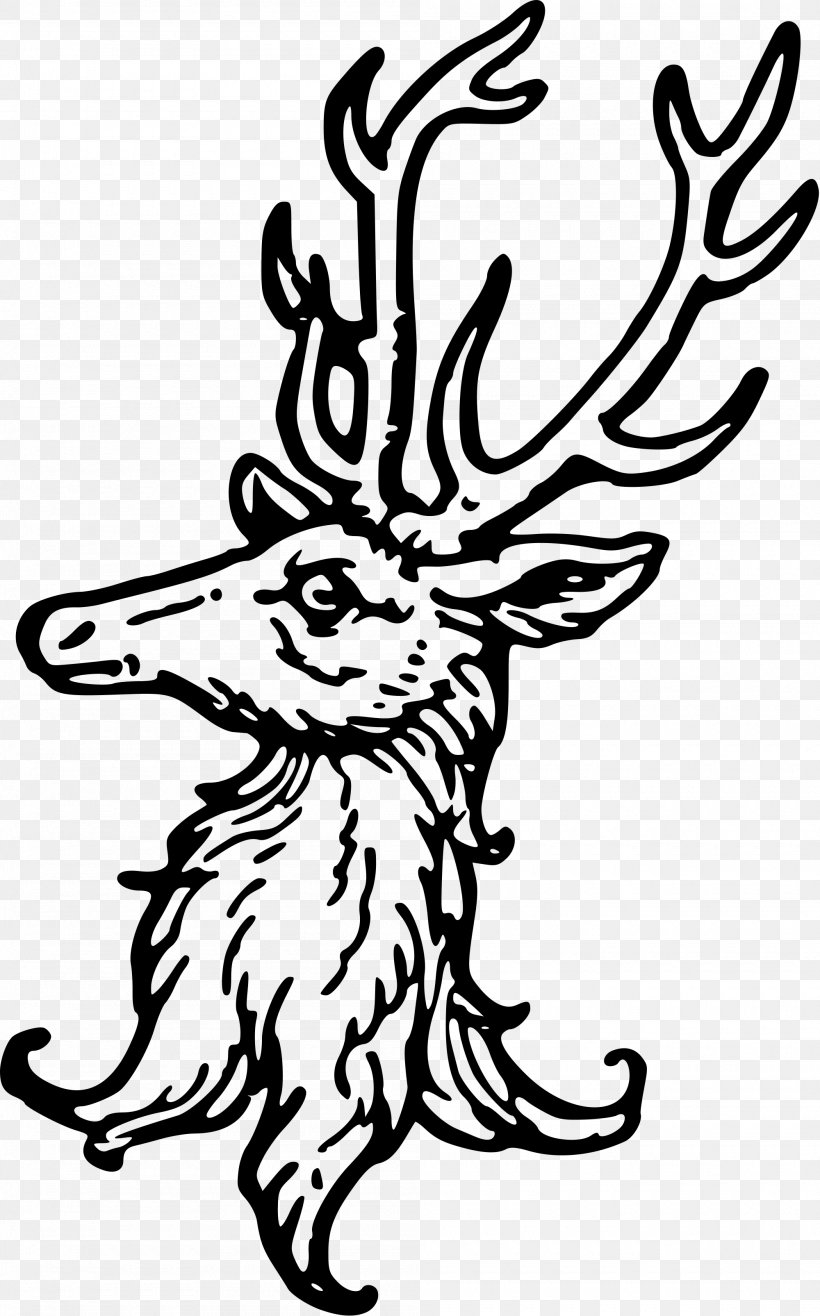 Deer Complete Guide To Heraldry Drawing Clip Art, PNG, 2000x3211px, Deer, Antler, Artwork, Black And White, Civic Heraldry Download Free