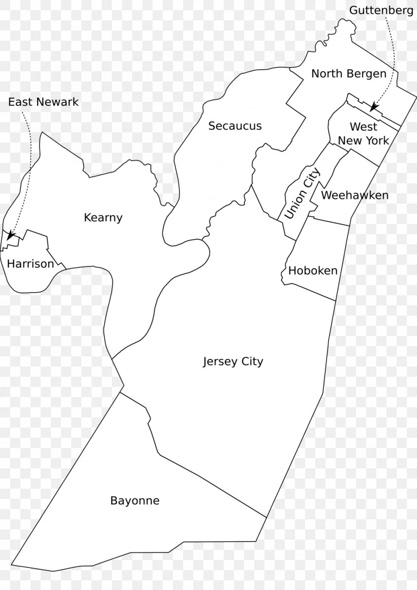 Hudson County New Jersey Blank Map Arcview Png 1024x1448px