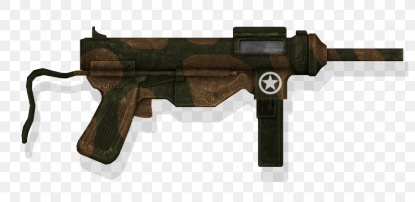 Fallout: New Vegas Firearm M3 Submachine Gun Weapon, PNG, 900x439px, Watercolor, Cartoon, Flower, Frame, Heart Download Free