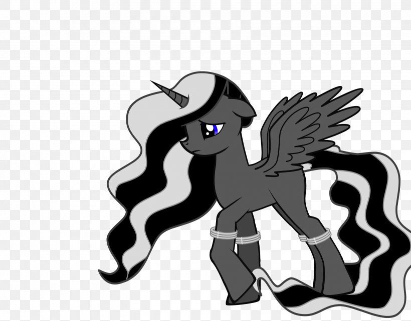 Pony Horse Legendary Creature Cartoon Supernatural, PNG, 3320x2600px, Pony, Black And White, Cartoon, Fictional Character, Horse Download Free