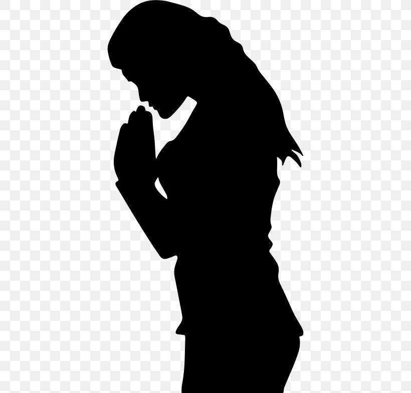 Prayer Woman Praying Hands Silhouette Clip Art, PNG, 392x784px, Prayer Woman, Black, Black And White, Child, Female Download Free