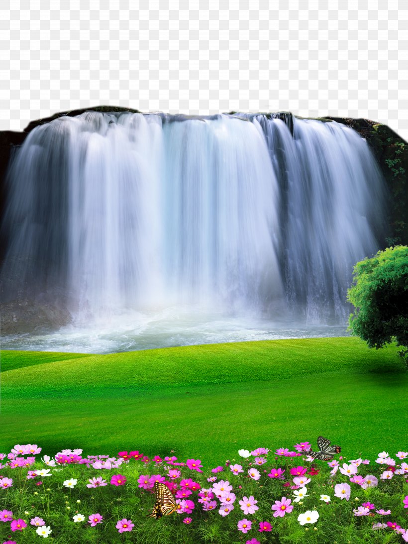 2017 Waterfall Landscape Material, PNG, 3543x4724px, Photography, Body Of Water, Botanical Garden, Chute, Flora Download Free