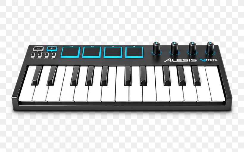 MIDI Controllers Alesis Vmini Portable 25-Key USB-MIDI Controller MIDI Keyboard Musical Instruments, PNG, 1200x750px, Watercolor, Cartoon, Flower, Frame, Heart Download Free