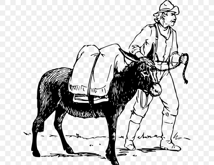 Donkey Mule Drawing Clip Art, PNG, 640x634px, Donkey, Art, Black And White, Bridle, Cartoon Download Free