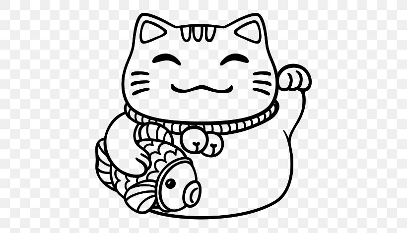Maneki-neko Cat Drawing Luck, PNG, 600x470px, Manekineko, Area, Art, Black, Black And White Download Free
