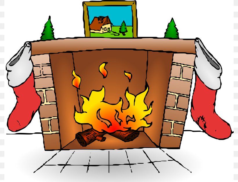 Santa Claus Fireplace Christmas Stocking Clip Art, PNG, 790x627px, Santa Claus, Art, Cartoon, Chimney, Christmas Download Free