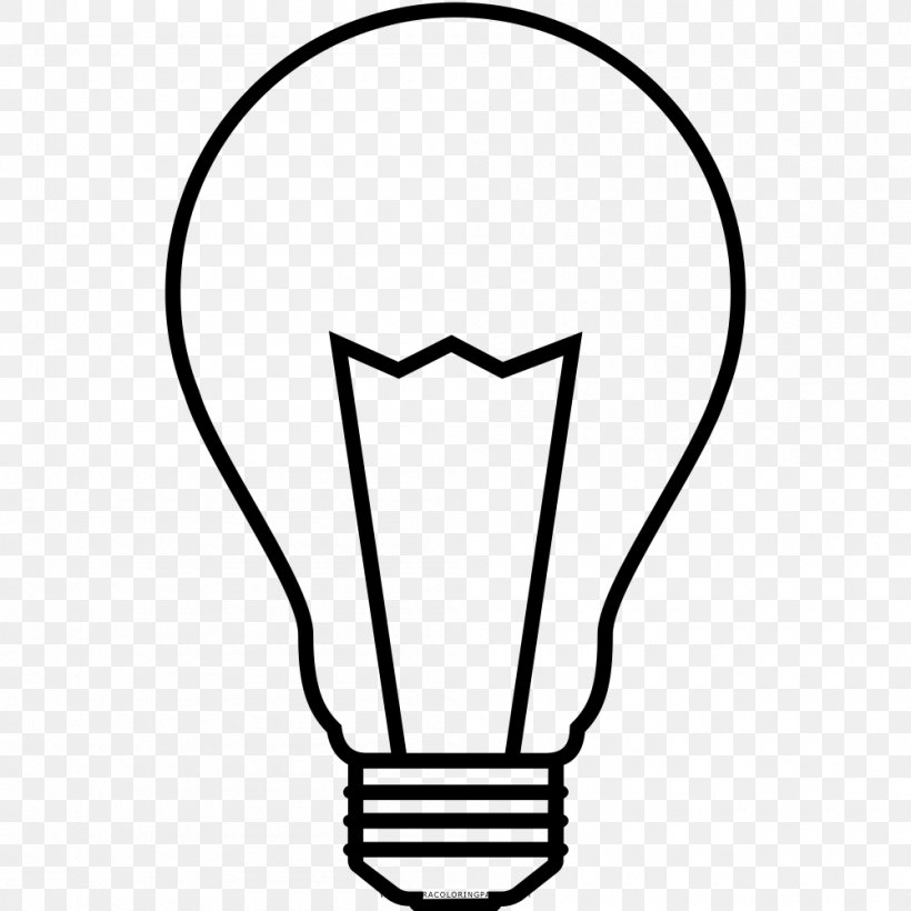 Incandescent Light Bulb Drawing Lamp Clip Art, PNG, 1000x1000px, Light, Black, Black And White, Coloring Book, Drawing Download Free