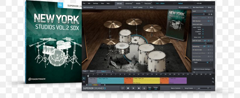 New York Studio Legacy Vol.2 SDX Download Toontrack Superior Drummer 3 Toontrack New York Studios Vol. 3 SDX Expansion Pack New York Studios Volume I SDX, PNG, 1200x493px, Superior Drummer, Action Figure, Action Toy Figures, Computer Software, New York City Download Free
