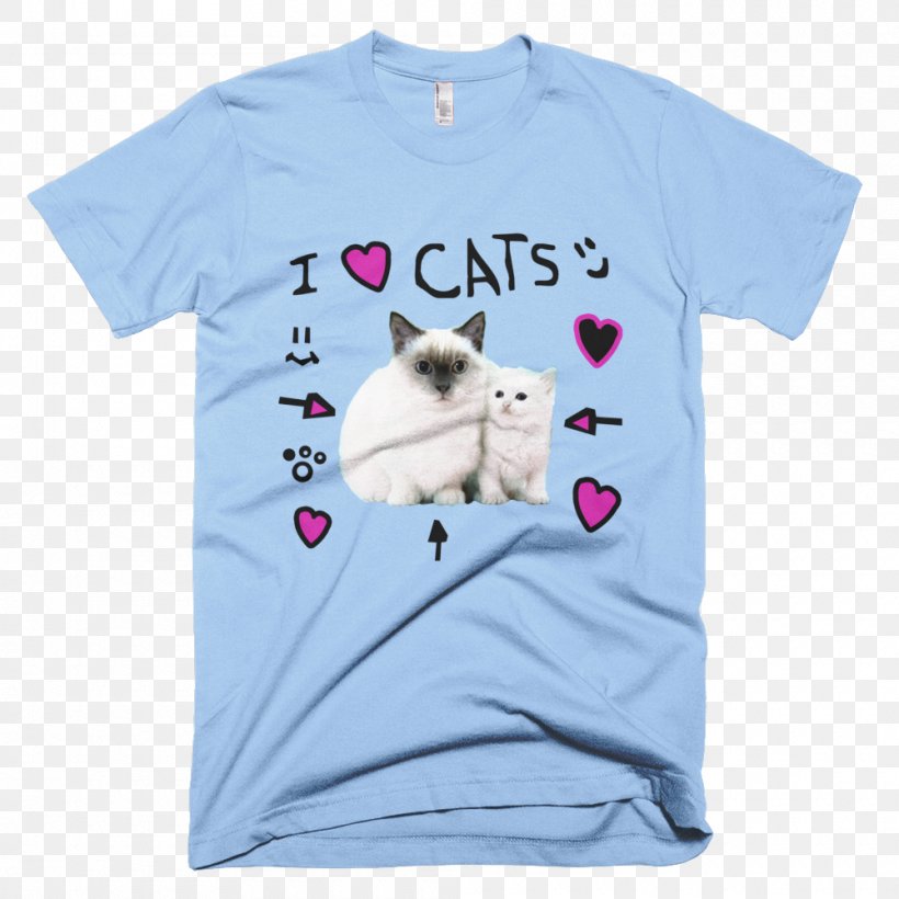 T-shirt Cat Clothing Kitten, PNG, 1000x1000px, Tshirt, Active Shirt, Blue, Brand, Cat Download Free