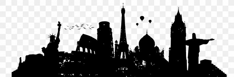 Silhouette Sky Spire Inc, PNG, 1508x501px, Silhouette, Architecture, Blackandwhite, Building, City Download Free
