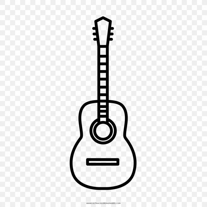acoustic guitar black and white drawing