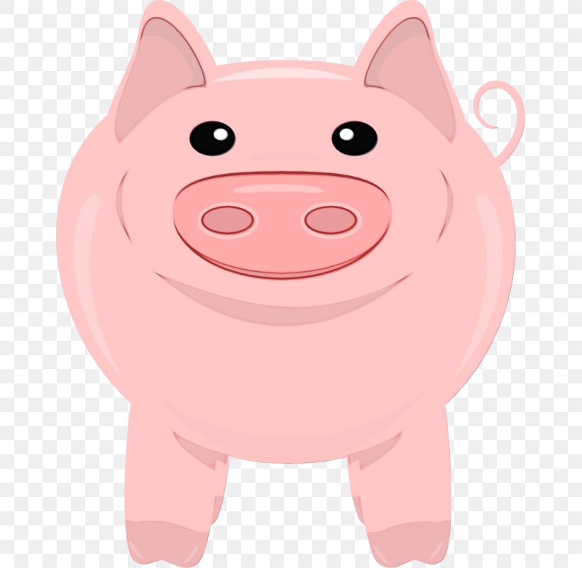 Cartoon Pink Clip Art Snout Suidae, PNG, 661x800px, Watercolor, Cartoon, Domestic Pig, Livestock, Paint Download Free