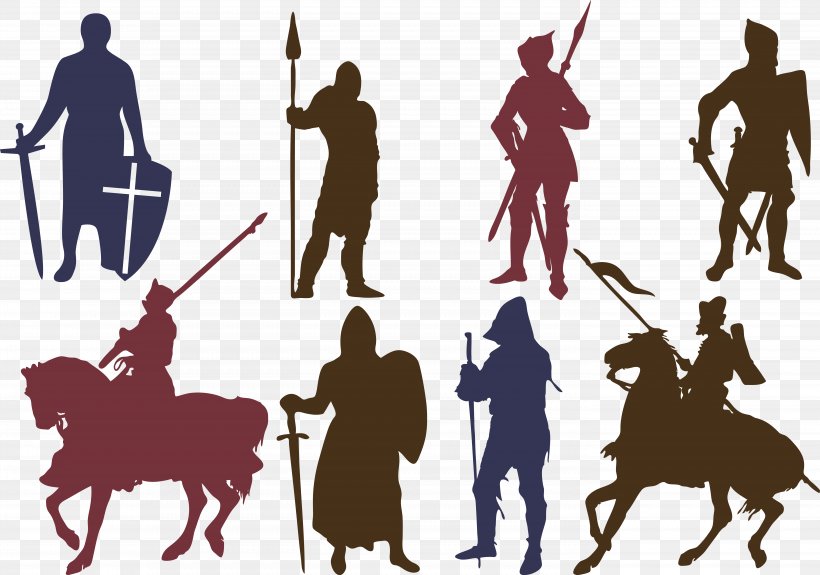 Silhouette Knights Templar Download Icon, PNG, 5699x3998px, Silhouette, Cowboy, Drawing, Equestrian Sport, Horse Download Free