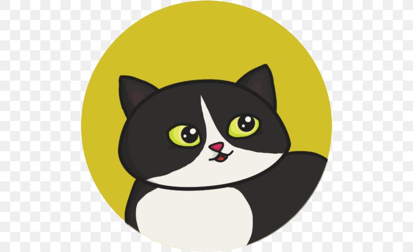 Black Cat Kitten Whiskers Domestic Short-haired Cat, PNG, 500x500px, Black Cat, Animal, Black, Carnivoran, Cartoon Download Free