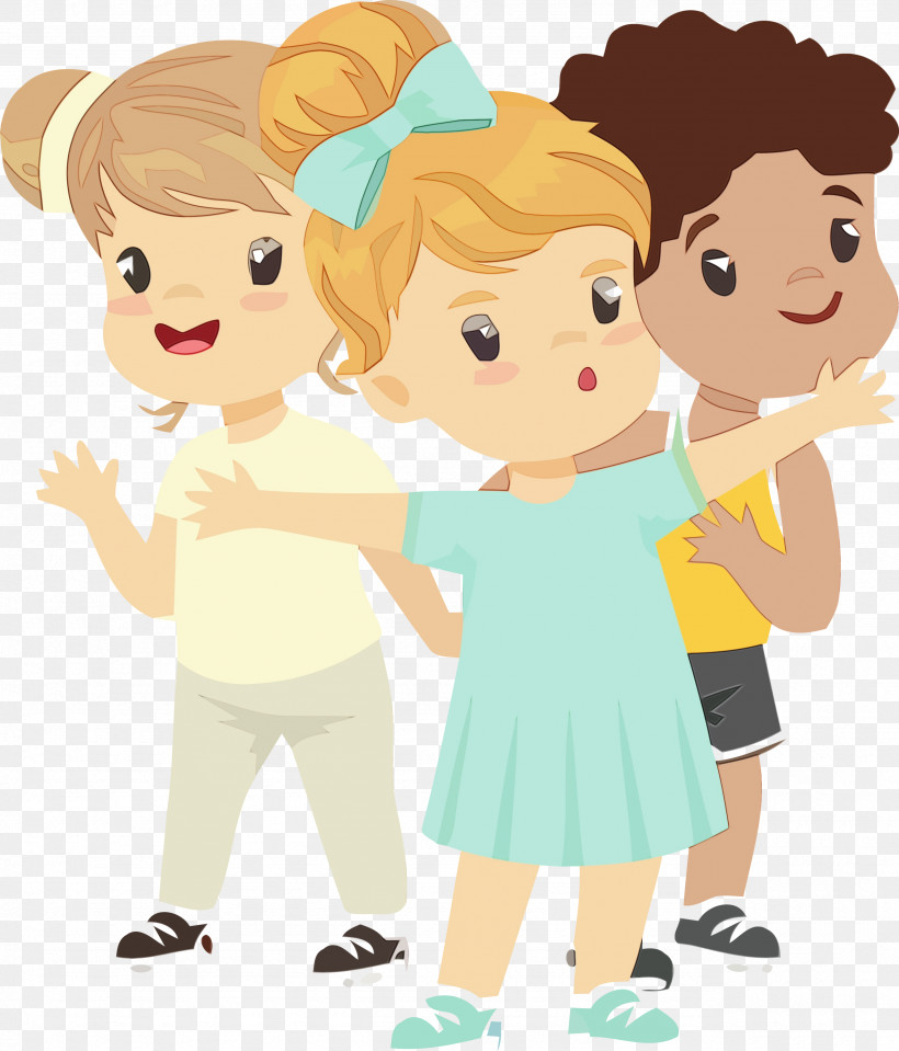 Cartoon Child Interaction Fun Gesture, PNG, 2565x3000px, Watercolor, Cartoon, Child, Fun, Gesture Download Free