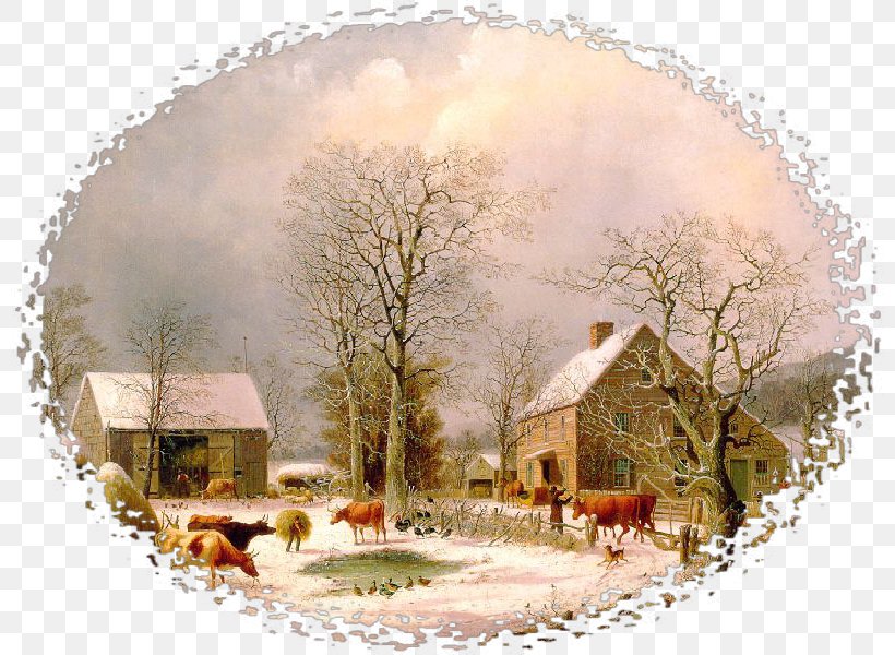 Farmyard In Winter Brooklyn Museum Oil Painting Art, PNG, 800x600px, Brooklyn Museum, Arch, Art, Canvas, Currier And Ives Download Free