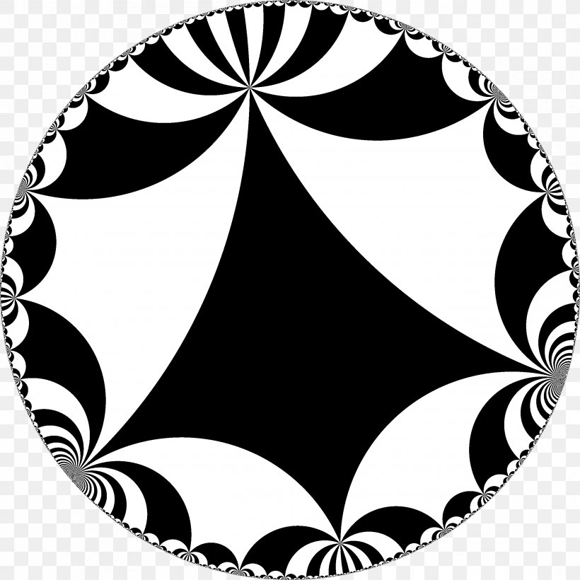 Triangle Group Hyperbolic Geometry Tessellation, PNG, 2520x2520px, Triangle Group, Black, Black And White, Finite Group, Flower Download Free