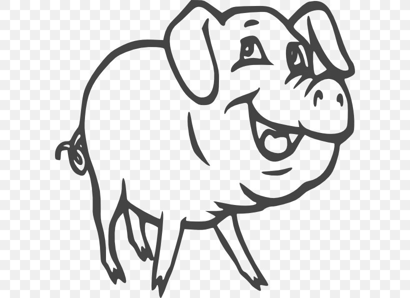 Wild Boar Large White Pig Black And White Clip Art, PNG, 600x596px, Watercolor, Cartoon, Flower, Frame, Heart Download Free