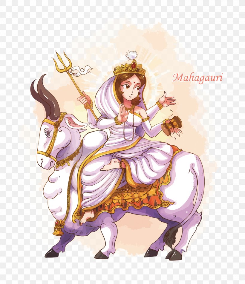 Shiva Mahagauri Navaratri Navadurga, PNG, 1500x1742px, Watercolor, Cartoon, Flower, Frame, Heart Download Free