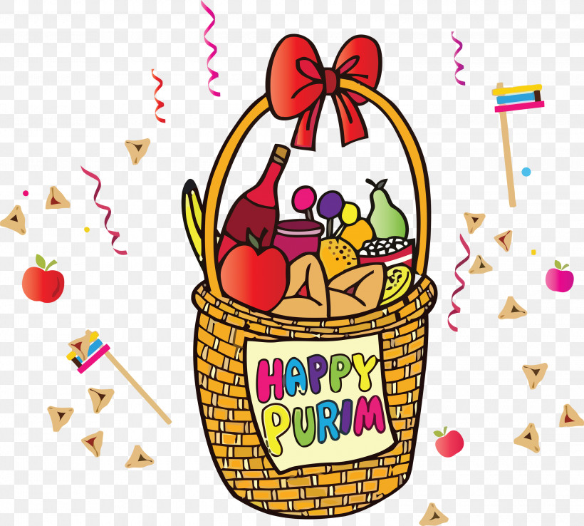 Purim Jewish Holiday, PNG, 3000x2703px, Purim, Basket, Cartoon, Gift Basket, Holiday Download Free