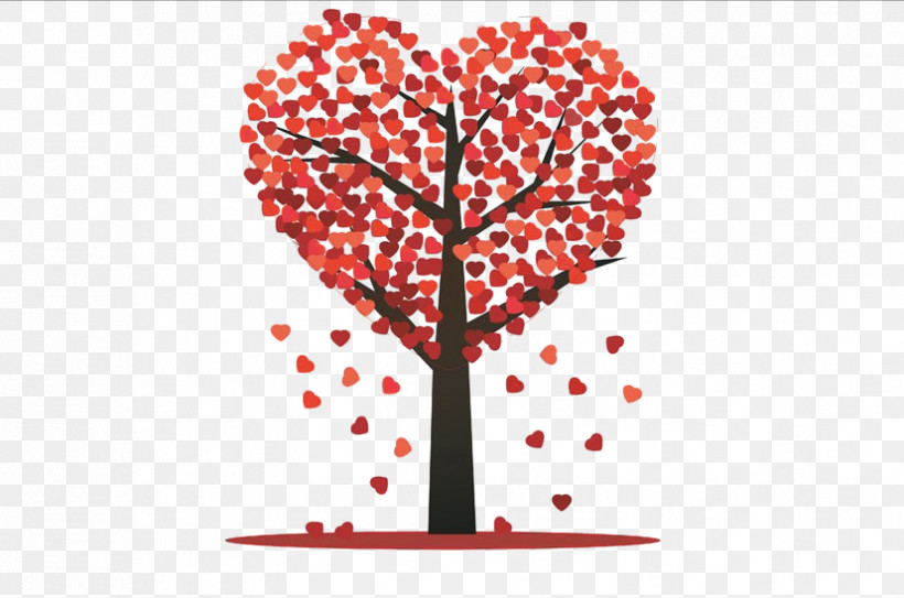 Tree Red Leaf Heart Plant, PNG, 827x548px, Tree, Heart, Leaf, Line, Love Download Free