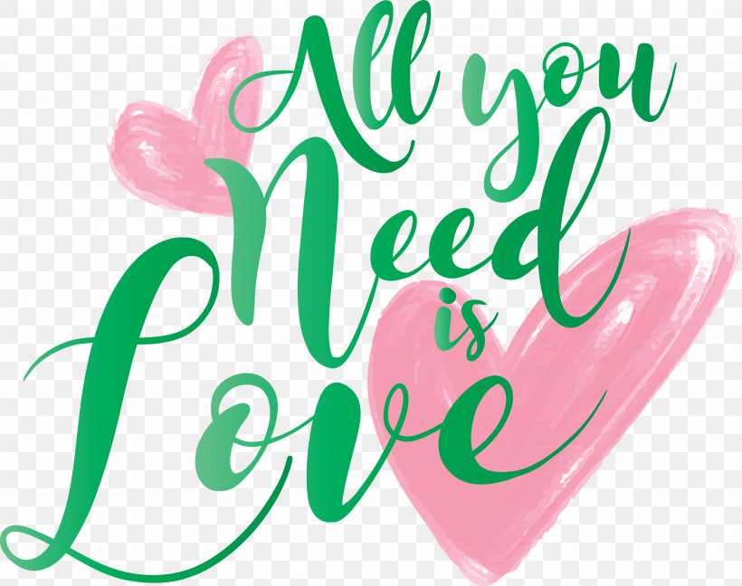 Valentines Day All You Need Is Love, PNG, 3000x2374px, Valentines Day, All You Need Is Love, Calligraphy, Love, Pink Download Free